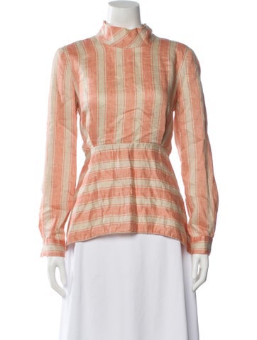 Pre-owned Rachel Comey Linen Striped Blouse In Pink