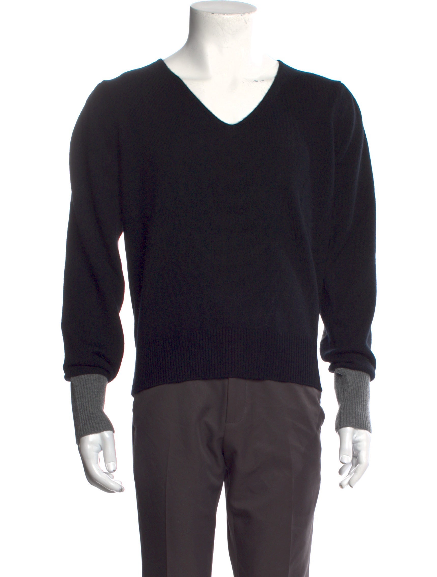 Random Identities V-Neck Long Sleeve Pullover - Black Sweaters ...