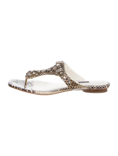 Rafe Snakeskin Thong Sandals brown