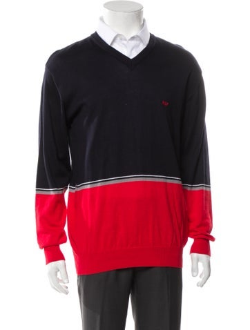 Raf by Simons Sweaters Colorblock Pattern V-Neck Pullover L