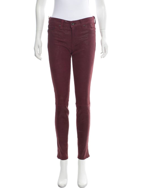 Rag & Bone Lamb Leather Skinny Leg Pants Red