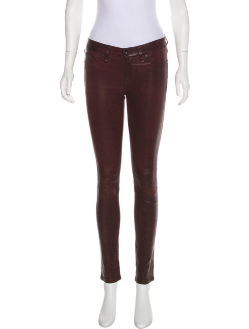 Rag & Bone Lamb Leather Skinny Leg Pants Red