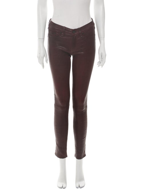 Rag & Bone Leather Skinny Leg Pants Red