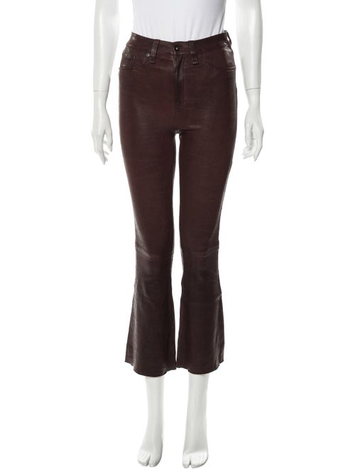 Rag & Bone Lamb Leather Straight Leg Pants Red