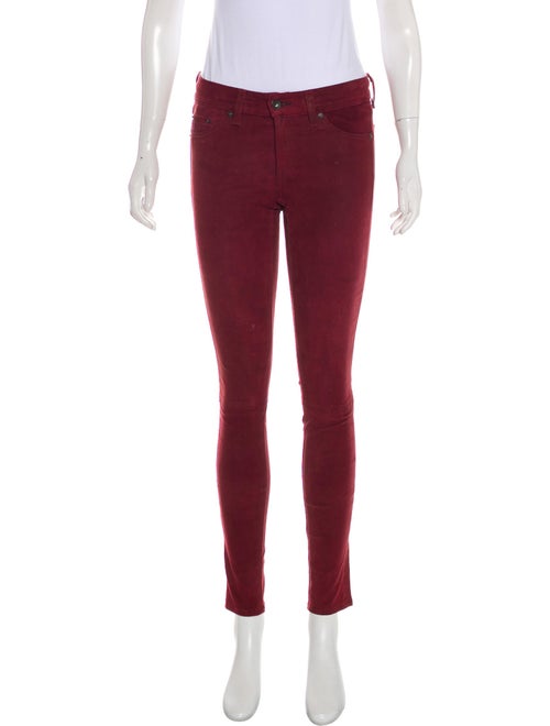 Rag & Bone Lamb Leather Skinny Leg Pants Red