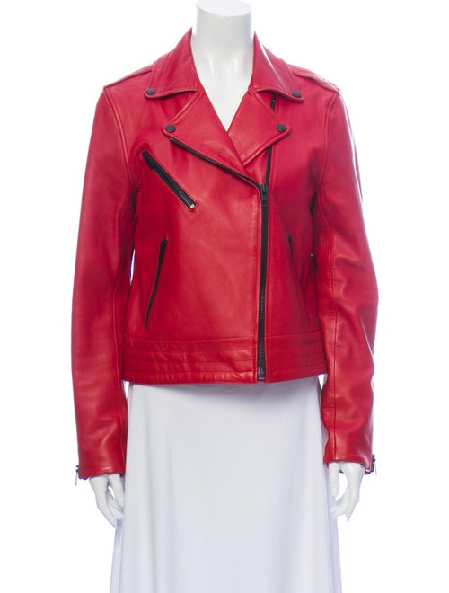 Rag & Bone Lamb Leather Biker Jacket Red