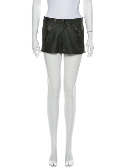 Rag & Bone Lamb Leather Mini Shorts Green
