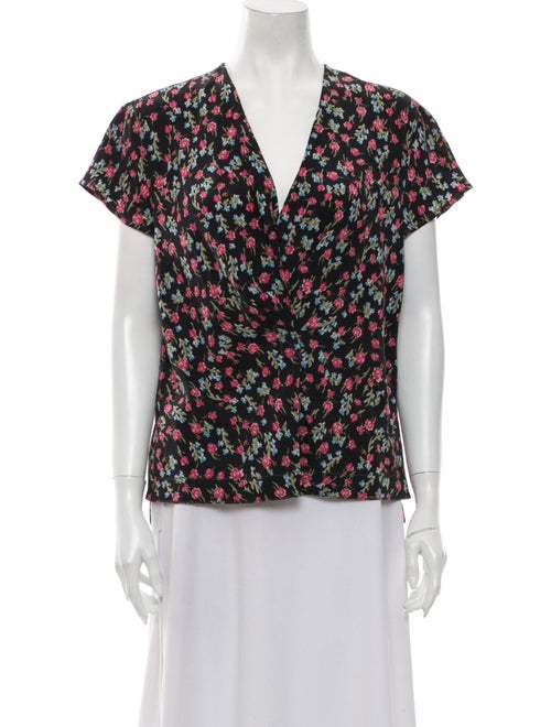 Rag & Bone Silk Floral Print Blouse Grey