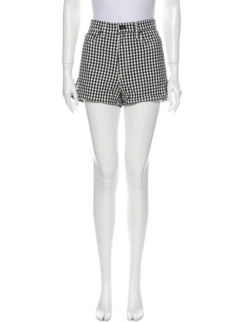 Rag & Bone Plaid Print Mini Shorts Black