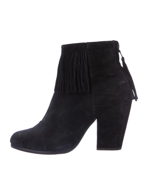 Rag & Bone Suede Fringe Trim Accent Boots Black
