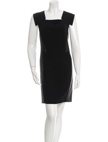 Rag & Bone Leather-Trimmed Cap-Sleeve Dress