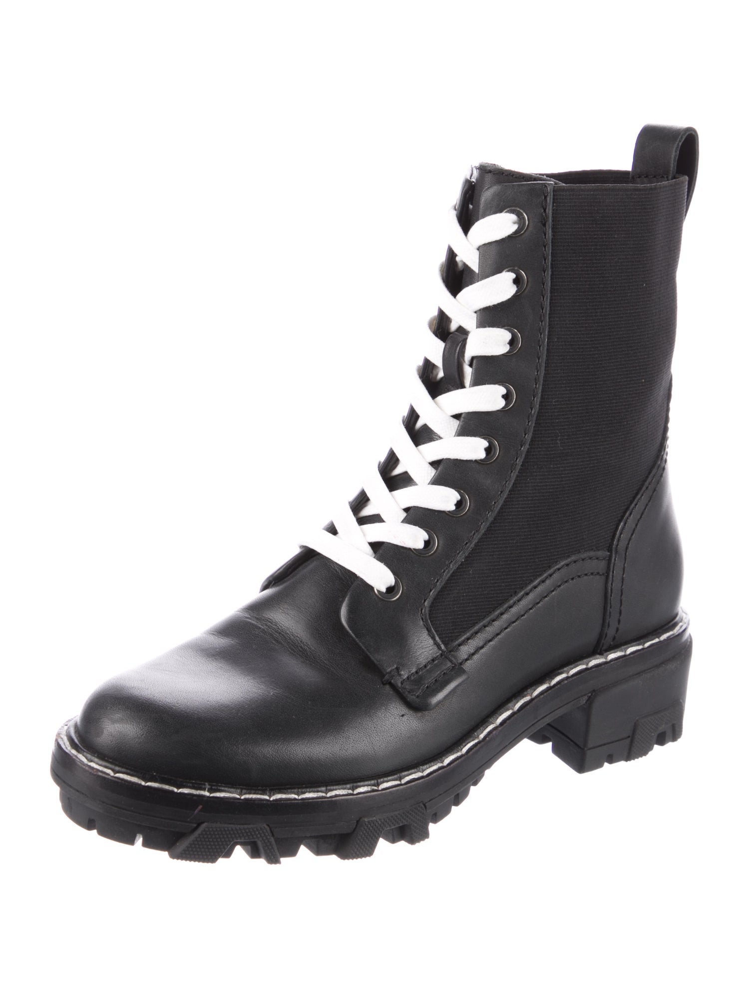 Rag & Bone Leather Whipstitch Trim Combat Boots