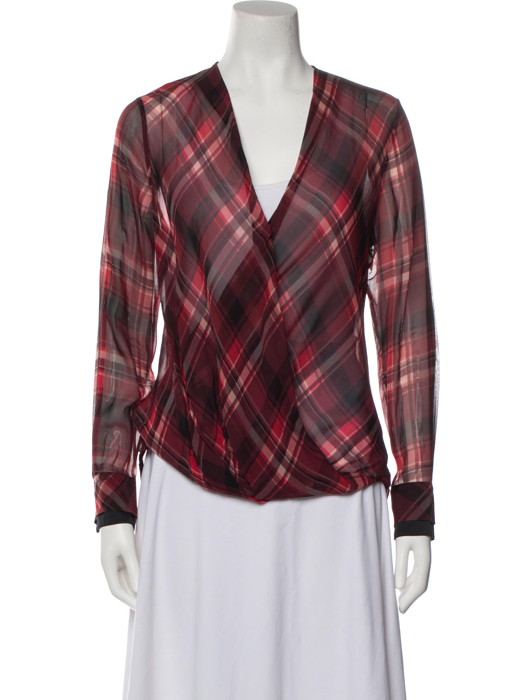 Rag & Bone Silk Plaid Print Button-Up Top