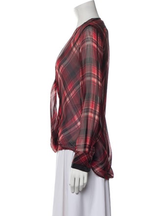 Rag & Bone Silk Plaid Print Button-Up Top