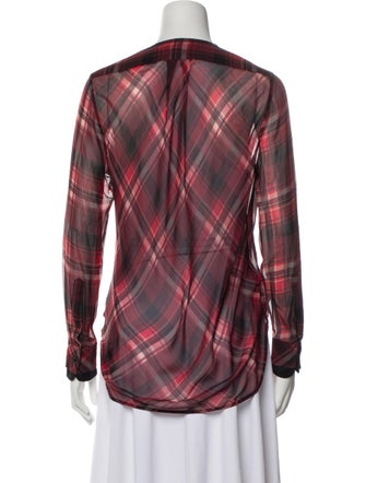 Rag & Bone Silk Plaid Print Button-Up Top
