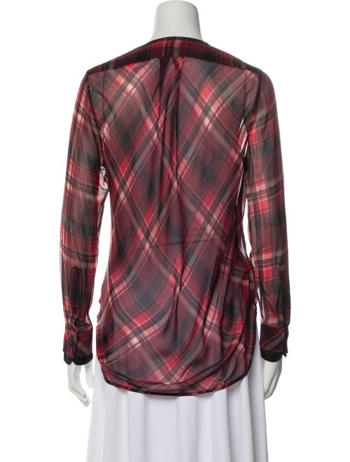 Rag & Bone Silk Plaid Print Button-Up Top