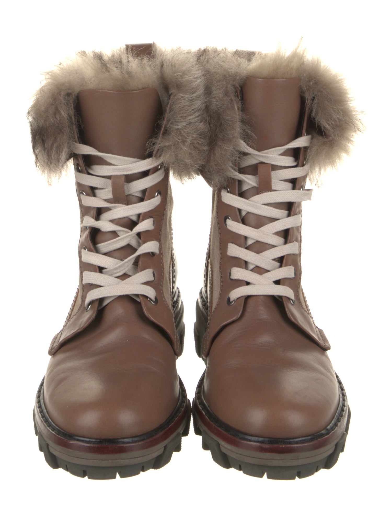 Rag & Bone Leather Fur Trim Combat Boots