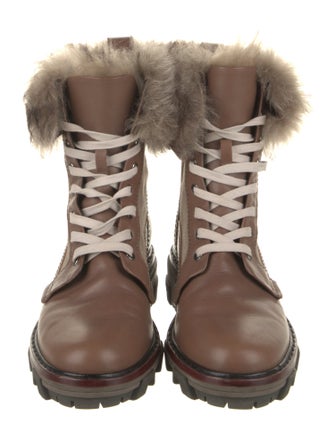 Rag & Bone Leather Fur Trim Combat Boots