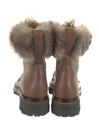 Rag & Bone Leather Fur Trim Combat Boots
