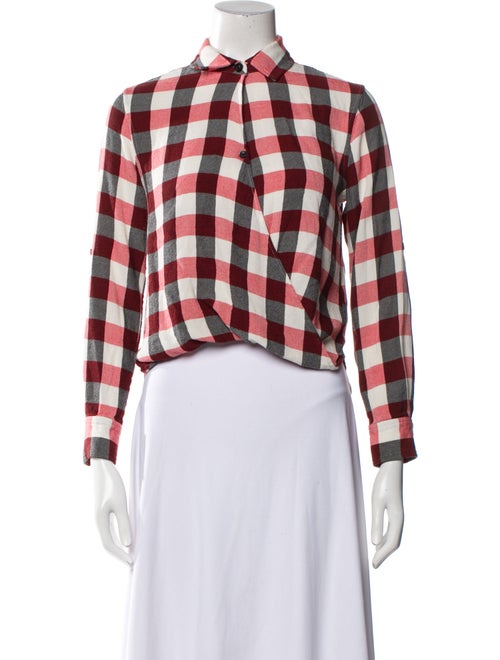 Rag & Bone Plaid Print Mock Neck Crop Top