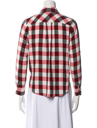 Rag & Bone Plaid Print Mock Neck Crop Top