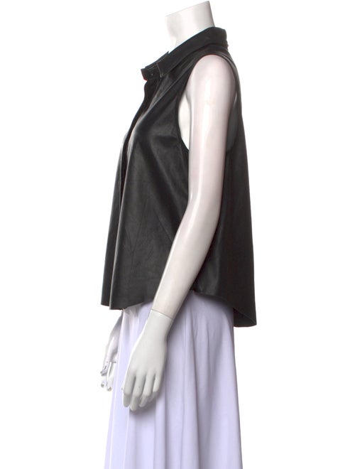 Rag & Bone Leather Sleeveless Button-Up Top