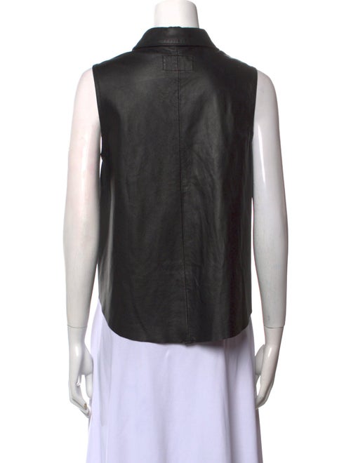 Rag & Bone Leather Sleeveless Button-Up Top