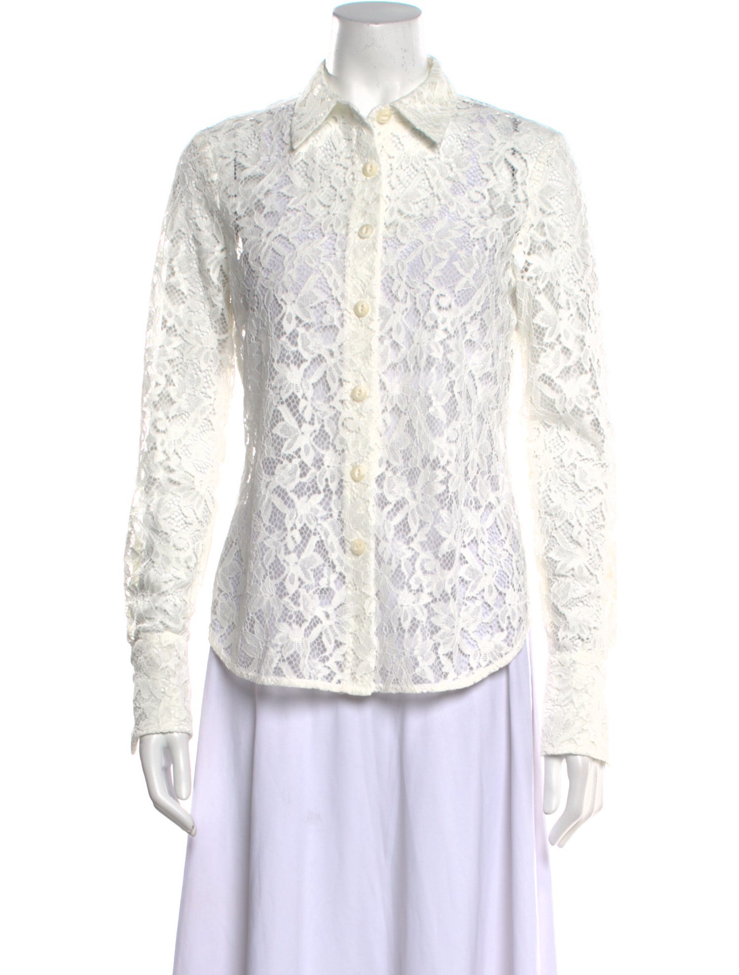 Rag & Bone Lace Pattern Long Sleeve Button-Up Top