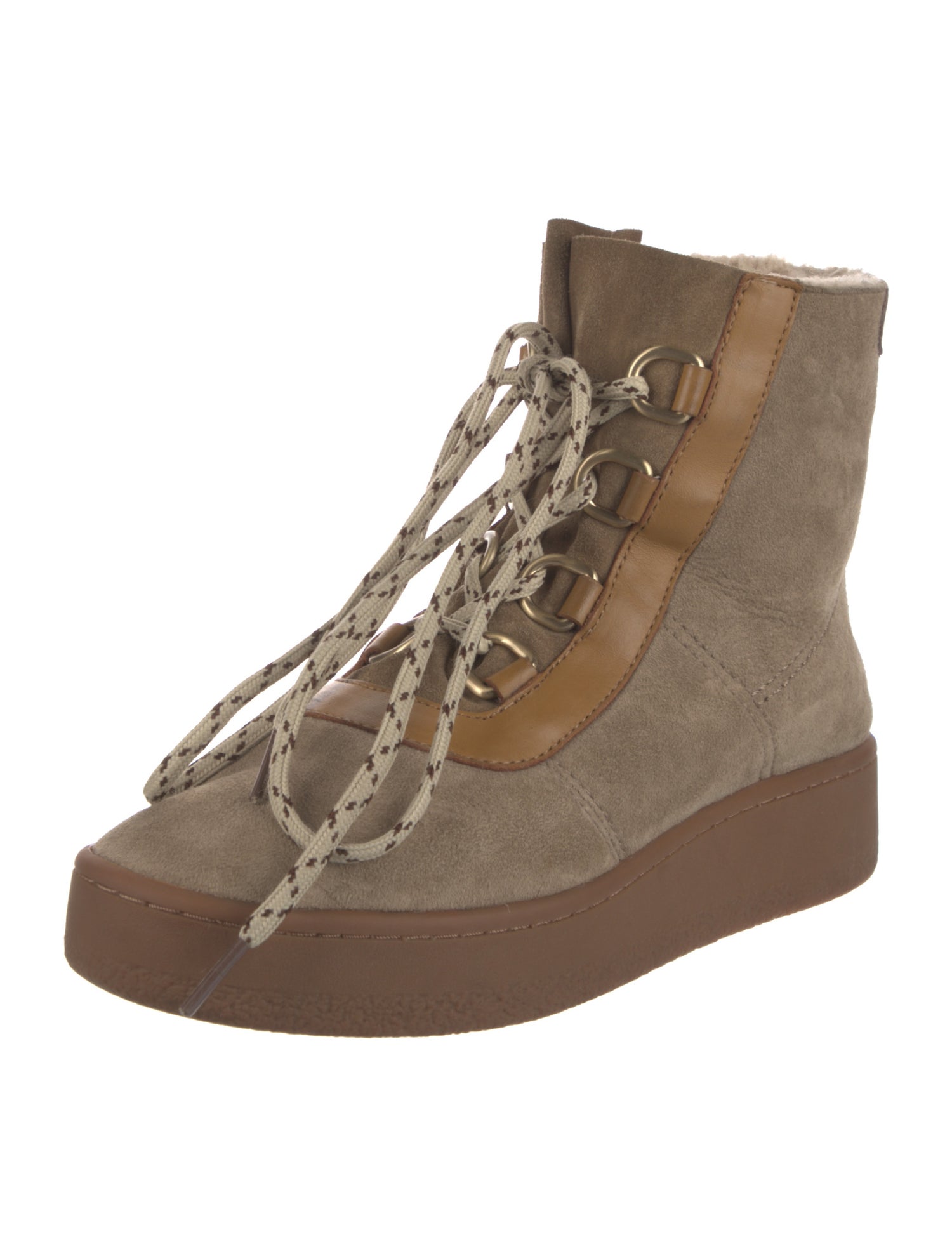 Rag & Bone Suede Colorblock Pattern Lace-Up Boots