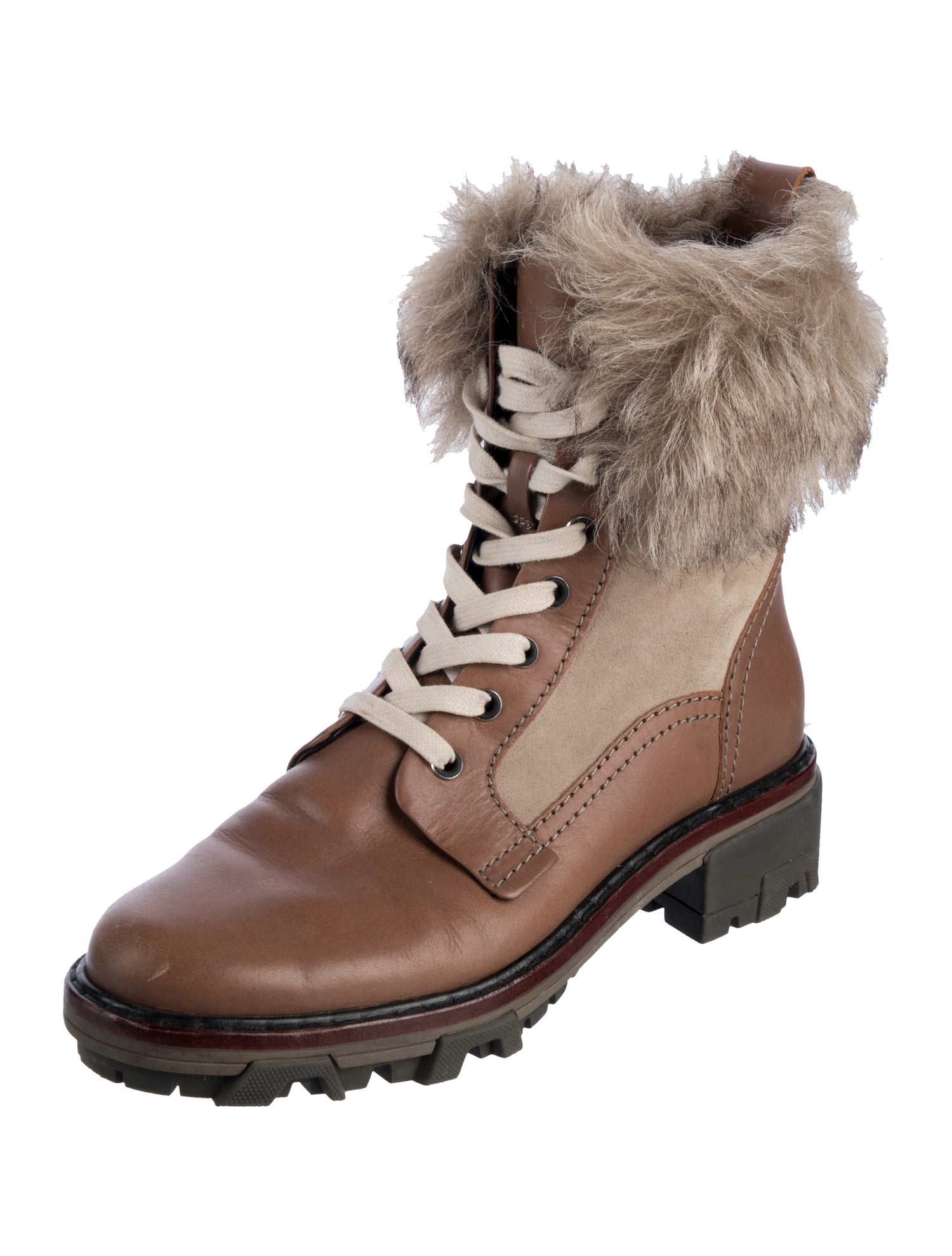 Rag & Bone Leather Colorblock Pattern Combat Boots