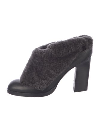 Rag & Bone Leather Faux Fur Trim Mules