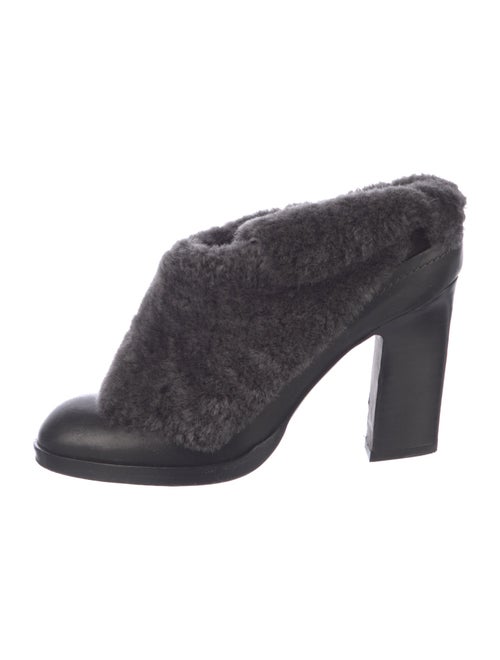 Rag & Bone Leather Faux Fur Trim Mules
