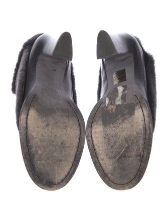Rag & Bone Leather Faux Fur Trim Mules