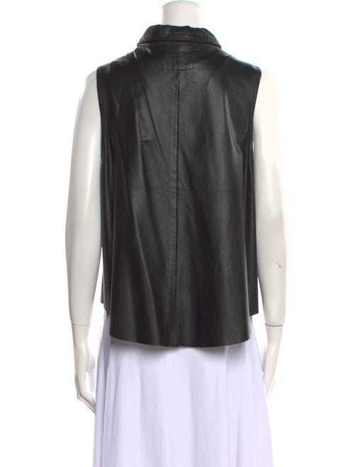 Rag & Bone Lamb Leather Short Sleeve Button-Up Top