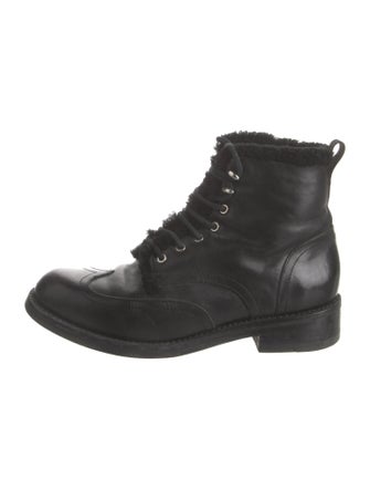 Rag & Bone Leather Fur Trim Combat Boots