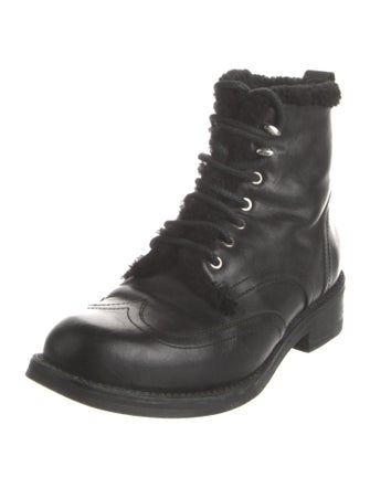 Rag & Bone Leather Fur Trim Combat Boots