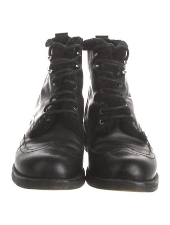 Rag & Bone Leather Fur Trim Combat Boots