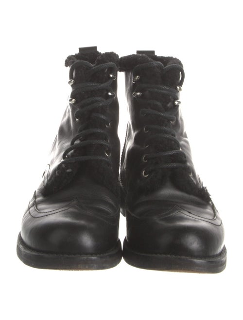Rag & Bone Leather Fur Trim Combat Boots