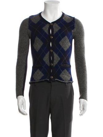 Rag & Bone Merino Wool Plaid Print Cardigan