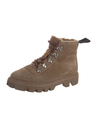 Rag & Bone Suede Fur Trim Combat Boots