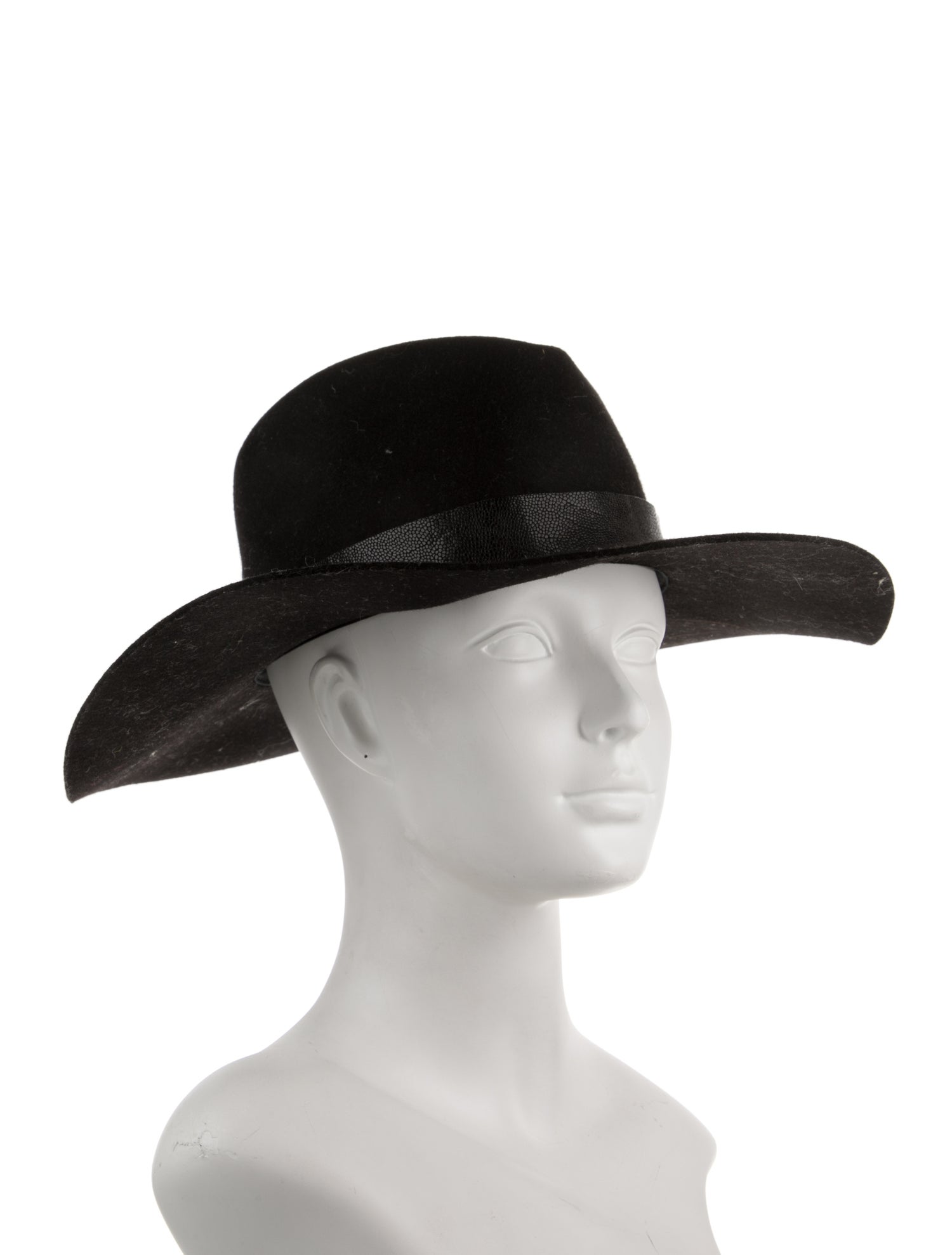 Rag & Bone Wool Wide Brim Fodera Hat w/ Leather Trim Accent At Brim