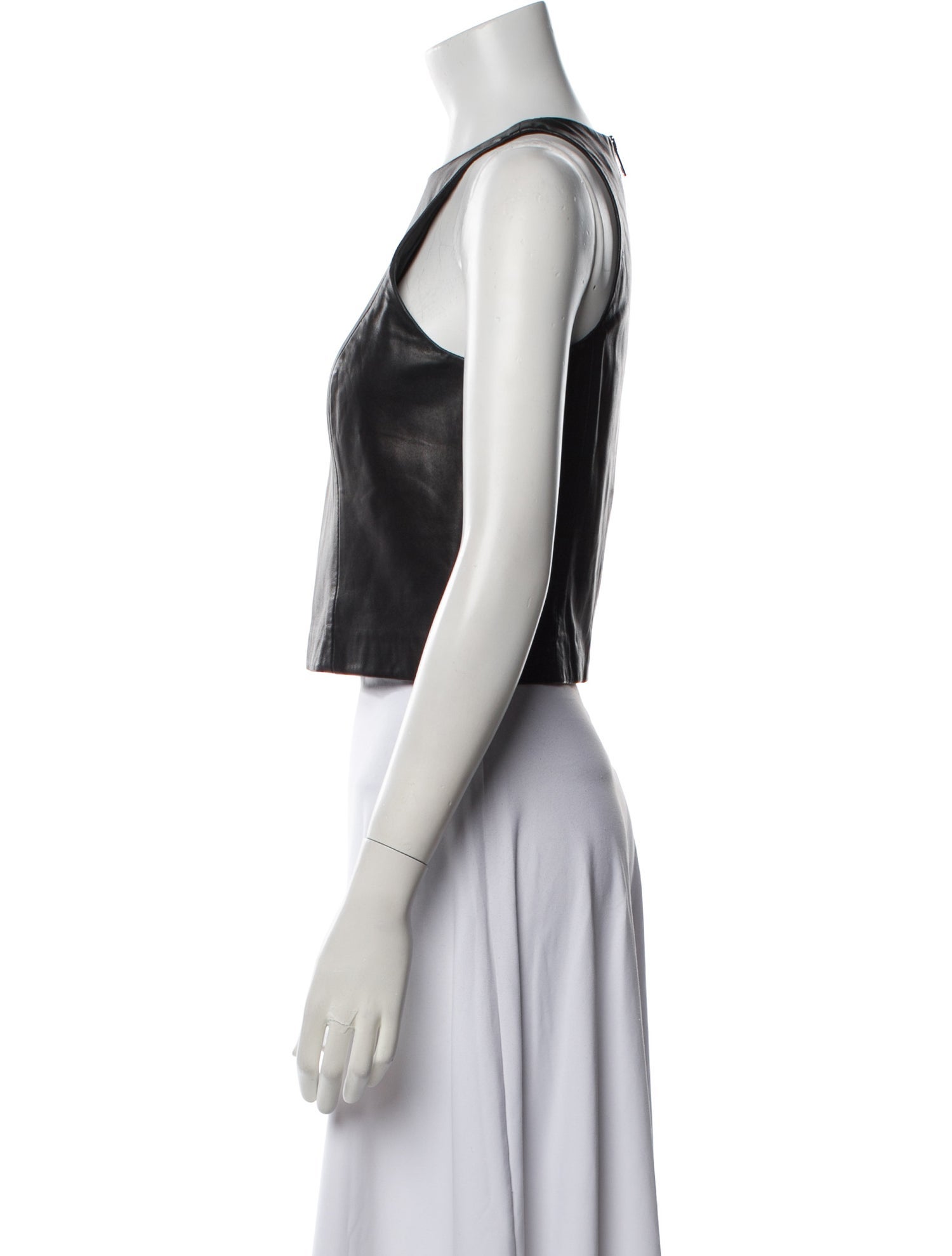 Rag & Bone Lamb Leather Scoop Neck Crop Top