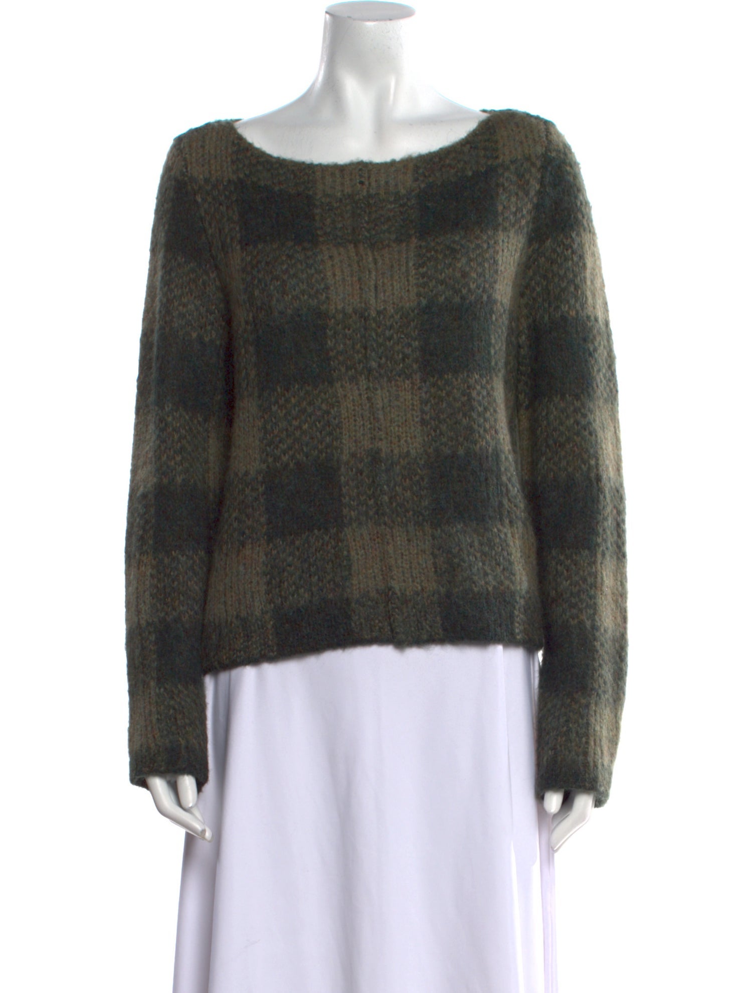 Rag & Bone Plaid Print Scoop Neck Sweater