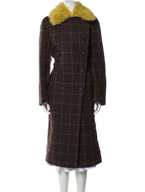 Rag & Bone Wool Plaid Print Faux Fur Coat