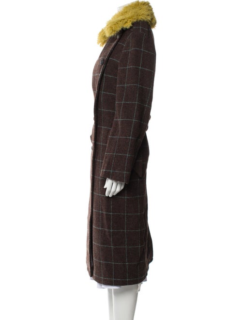 Rag & Bone Wool Plaid Print Faux Fur Coat