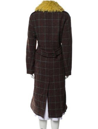 Rag & Bone Wool Plaid Print Faux Fur Coat