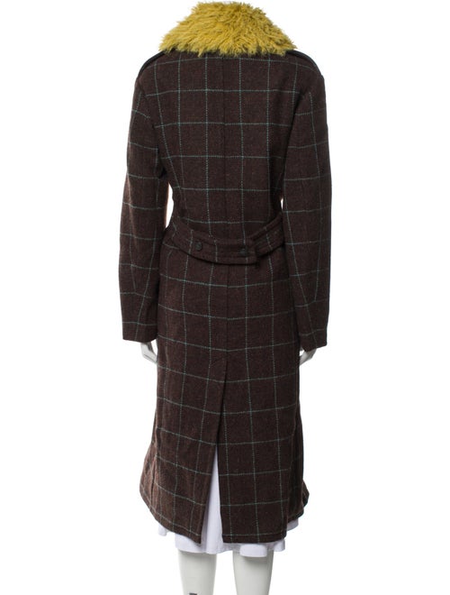 Rag & Bone Wool Plaid Print Faux Fur Coat