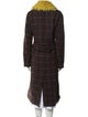 Rag & Bone Wool Plaid Print Faux Fur Coat