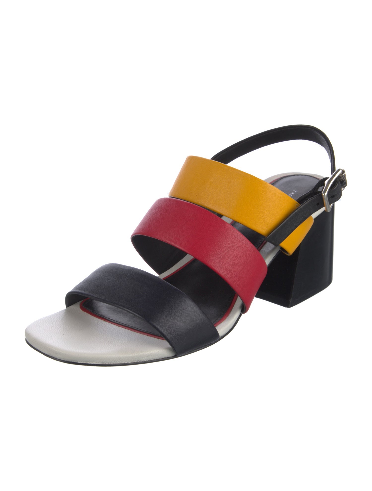 Rag & Bone Leather Colorblock Pattern Slingback Sandals