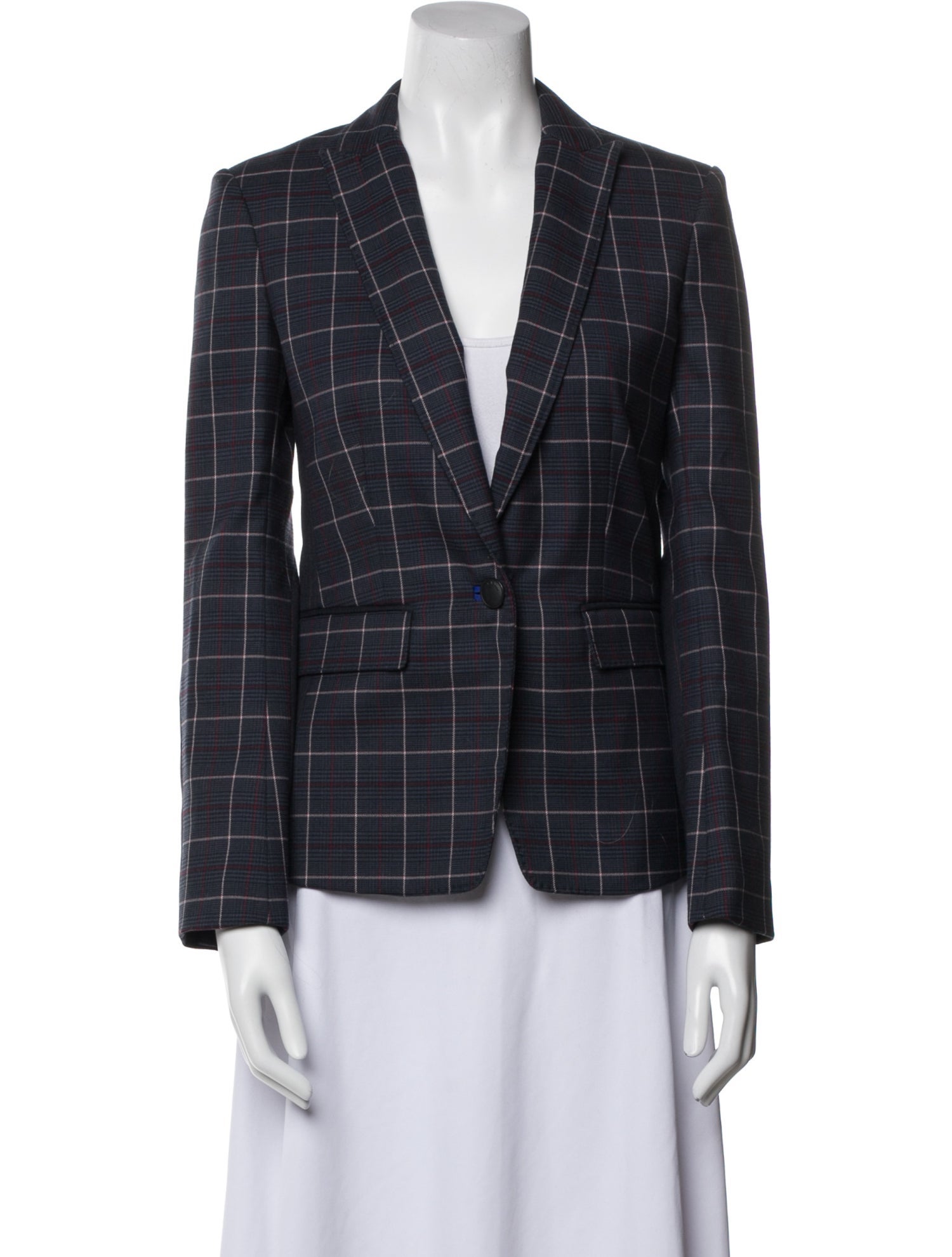 Rag & Bone Wool Plaid Print Blazer